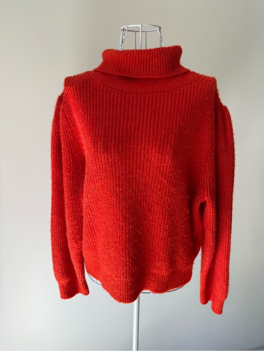 J.Crew Red Turtleneck Sweater Alpaca Merino Wool Blend Size L Cozy Warm